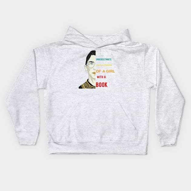 Never Underestimate The Power Of A Girl With A Book Kids Hoodie by DragonTees